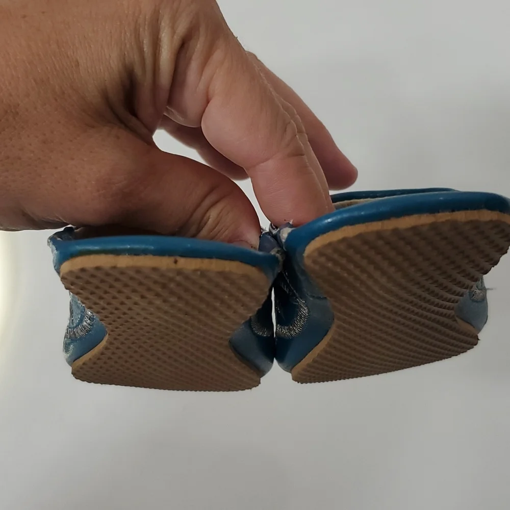 Moroccian leather embroidered slippers baby size... 3 or 4